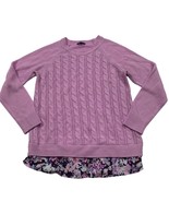 The Limited Womens Medium Lilac Cable Knit Sweater With Floral Hem - $10.62
