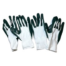 2 Pair Work Garden Gloves Green White Nitrile Coated Polyester Work Gloves Large - $5.76