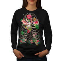 Wellcoda Skull Flower Womens Sweatshirt, Festival Casual Pullover Jumper - £22.91 GBP+