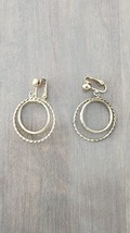 Avon Vtg Open Twist Double Hoop Circle Earrings Clip On Gold Tone Dangle - $12.50