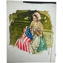 Vintage Illustration Art Original Artwork Advertising Betsy Ross Flag Si... - $97.01