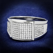 Men&#39;s Micro Pave Simulated Diamond Wide Band 925 Sterling Silver Engagement Ring - £138.71 GBP