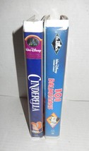 2 Disney VHS VCR Tapes Black Diamond &amp; Masterpiece 101 Dalmatians &amp; Cind... - £10.22 GBP