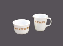 Retro vintage Corelle Corning Butterfly Gold glass creamer and open sugar bowl. - £30.40 GBP