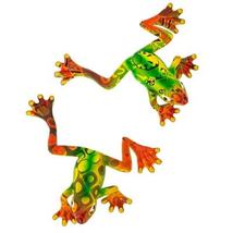 Assorted Colorful Patterned Frog Figurines 5&quot; Width (2 frogs per order) - £21.57 GBP