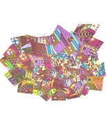 Vintage Barkcloth Fabric MCM Mod Bright Colorful Groovy Lot Quilt Square... - €49,64 EUR
