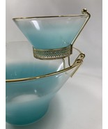 Anchor Hocking Misted Teal Chip Dip Salad BOWL Set Serving Dishes w/Bracket - €62,25 EUR