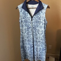 IBKUL Sleeveless Dress UPF 50+ Blue White Womens Medium Cooling Zip - £27.37 GBP