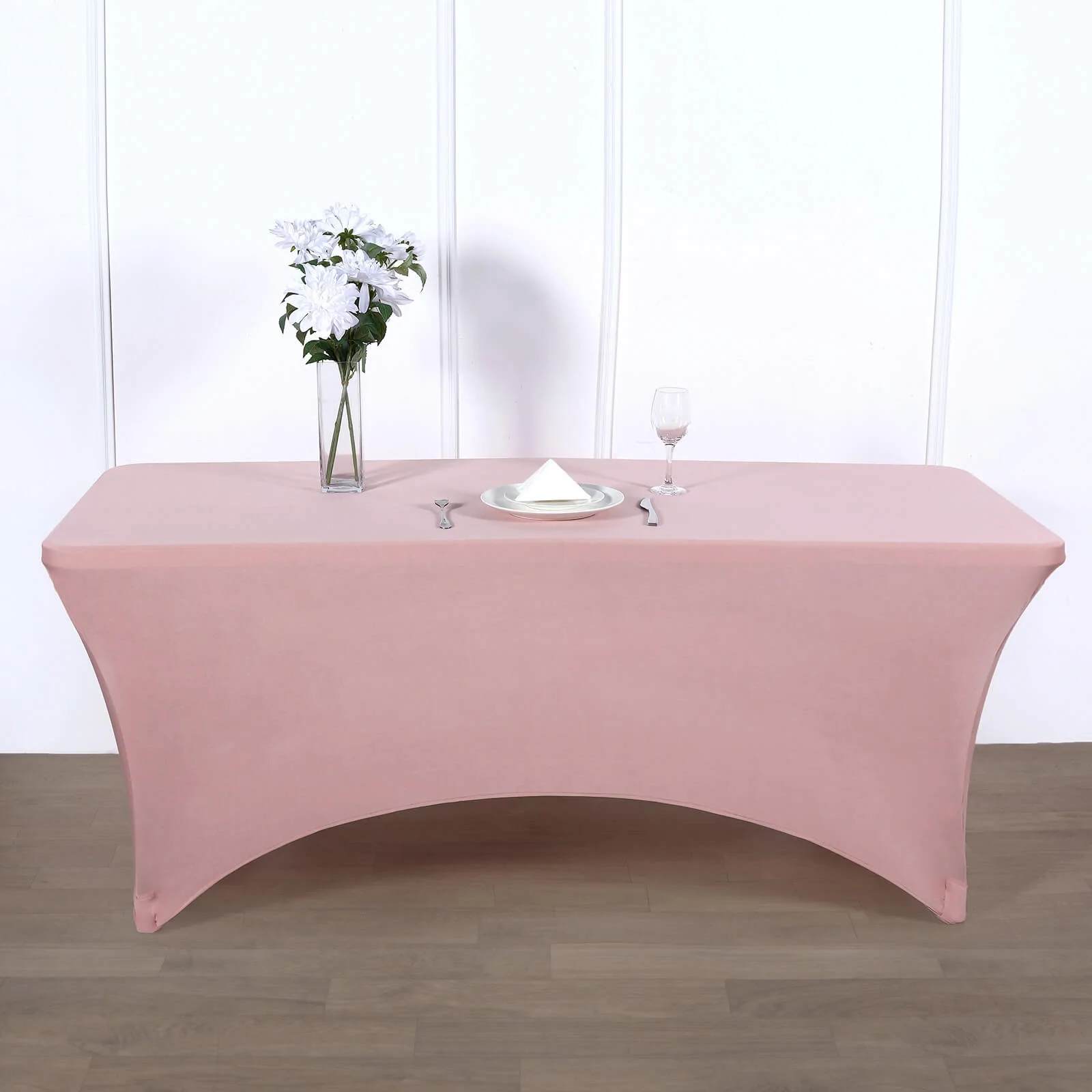 Dusty Rose - 6 Ft Rectangular Spandex Table Cover Wedding Party - $33.88