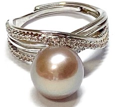 5A 10 - 10.5mm Natural Purple Rose Pink Round Edison Cultured Pearl Ring... - $115.00