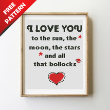 I Love You Quote Free cross stitch PDF pattern - $0.00