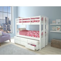 Micah Bunk Bed with Underbed Storage (Twin/Twin) in White - £697.91 GBP