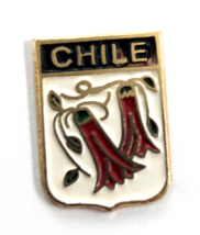 Chile Chilean Bellflower Lapageria Rosea Shield Pin Souvenir Red White..... - $12.99