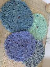 Hand Crocheted Blue Potholders Set Of 4 - £11.87 GBP