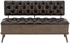 Deco 79 Metal Rectangle Storage Bench With Tufted Faux Leather, 54&quot; X 19... - £290.15 GBP