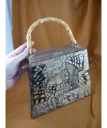 (EL20-6) tan brown GENUINE Alligator Leather hinged Handbag SKIN Hide PU... - $144.48 CAD