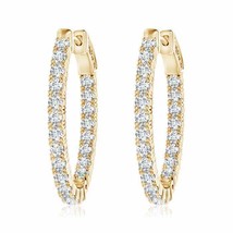 ANGARA 1.54Ct Natural Diamond Round Hoops Earrings for Women in 14K Solid Gold - £2,285.02 GBP