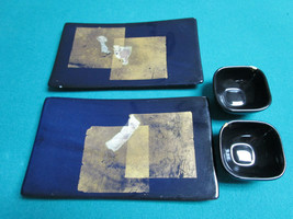 Pair Of Oriental Motif Trays With Sauce Dishes Signed - £74.94 GBP