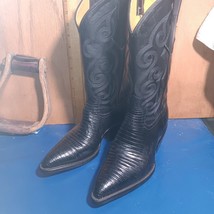 Womens cowboy boots  sz:5.5 M, custom, exotic lizard black U item: 566 - $224.40