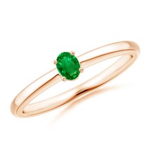 ANGARA Lab-Grown Ct 0.12 Solitaire Oval Emerald Promise Ring in 14K Soli... - $455.05