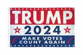 Trump 2024 Make Votes Count Again Usa Patriotic 100% Polyester 100D Flag - $6.89