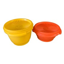 Tupperware 2 piece Bowl Sealing with Lid Orange 1323-6 Yellow 888-20 - $12.87