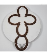 Vintage Rustic Cast Iron Horseshoes Wall Cross ART Country Western 19x12... - $64.52