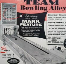 Team Bowling Alley Arcade Flyer 1958 Original Ball Bowling Game Promo 8.5&quot; x 11&quot; - £16.19 GBP