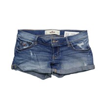 Hollister Shorts Womens 0 Blue Flat Front Low Waist Cut Off Distressed Denim - £14.59 GBP