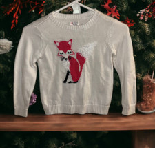 1989 Children&#39;s Place Girls Sweater size S/P 5/6 White Long sleeve Fox Animal  - £7.76 GBP