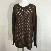 Rue 21 Womens Sweater Size XL Brown Semi Sheer Over Sized Knit Scoop Neck - £10.22 GBP