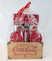 Coca-Cola GIFT SET Glasses Coasters Wood Crate Straws Bottle Opener Movi... - $49.90