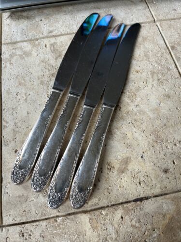 4 Simeon L &amp; George H Rogers Oneida silverplate flatware Knives English ... - $19.75