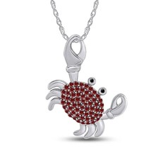 1Ct Round Cut Lab-Created Garnet Crab Shape Charm Pendant 14k White Gold Plated - £131.85 GBP