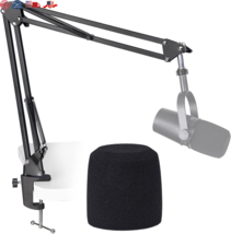 MV7 Boom Arm Mic Stand w/ Pop Filter, Compatible w/ Shure MV7 and SM7B NEW - £23.16 GBP