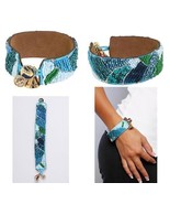 DISNEY COUTURE POCAHONTAS LEATHER/BEADED-TEEPEE/COMPASS CHARMS CUFF BRAC... - $47.85 CAD