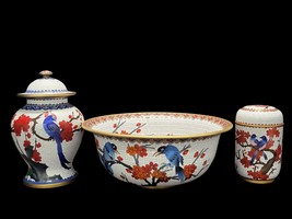 Mid- Century Chinese Cloisonné Three Piece Set Signed - $777.15