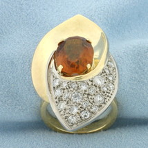 Citrine and Diamond Statement Ring in 18k Yellow Gold - £1,463.43 GBP