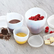 Pampered Chef Set of 3 Silicone Prep Bowls W/Lids 1, 2 &amp; 3 Cups #1751 - $22.99