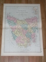 1891 Antique Map Of Van Diemen&#39;s Land / Tasmania / Hobart / Australia - £30.10 GBP