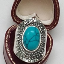 Estate Very Cute  Huge Sterling Silver Turquoise Ring - £77.92 GBP