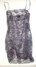 NWT $200 New Designer Josie Natori Night Gown Chemise Lace Gray Sheer Se... - $198.00