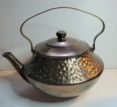 1970&#39;S Mccoy Tea Kettle Cookie Jar Hammered Bronze Glaze Pottery - £36.23 GBP