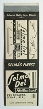 Selma Del Restaurant - Selma, Alabama 20 Strike Matchbook Cover Matchcover AL - £1.57 GBP
