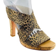 MATISSE Shoes Roosevelt Double Band Cheetah Cork Wedge Mules Women&#39;s Size 6 1/2M - £28.76 GBP