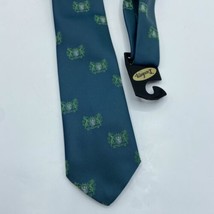 Vintage Danbury Tie Necktie Polyester teal green shield narrow - £9.27 GBP