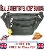 Black Leather Hip Waist Bum Bag Belt Purse 4 Pockets Bags Sports Holiday... - $202.22 MXN