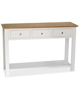 vidaXL White &amp; Brown Rectangular Console Table with Storage Drawers 36x1... - €151,55 EUR