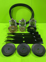 G5000 48&quot; LAWN MOWER DECK PARTS KIT SPINDLES BLADES BELT PULLEYS FITS CR... - $128.65