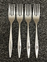 Oneidacraft Deluxe Stainless 7 1/4&quot; Lasting Rose Dinner Forks - Lot of 4 - $12.59